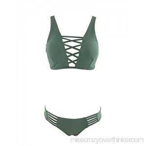Zando Women Two Piece Strappy Bikini Bathing Suits for Women Criss Cross Swimsuit Swimwear Army Green B07CCGPFK1